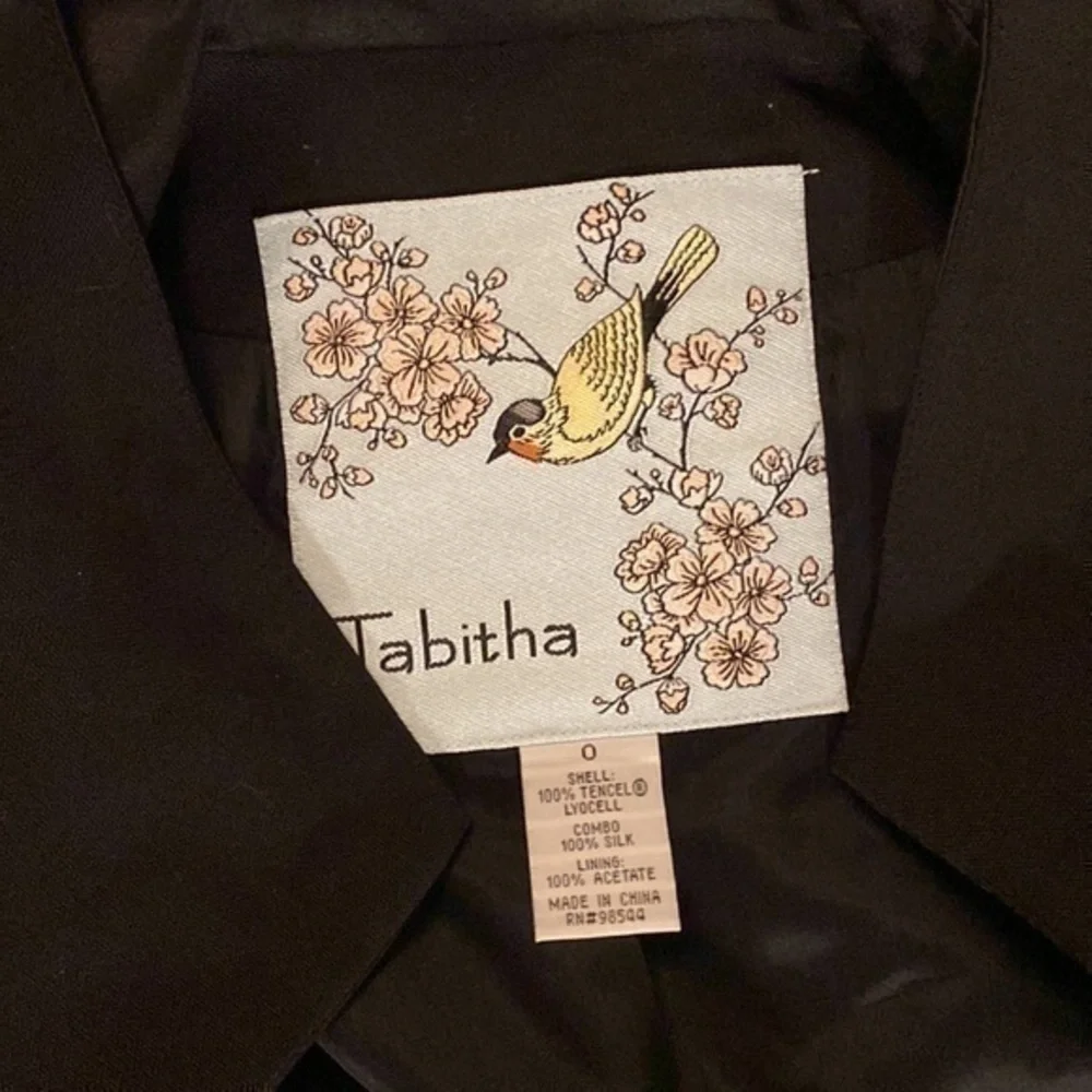 Anthro Tabitha black silk drape kiss front blazer jacket KK29